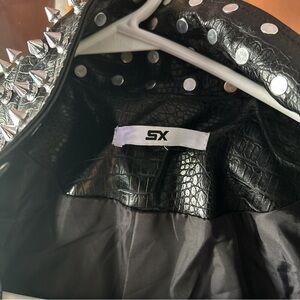 SX Black Leather Jacket with Silver Studs
